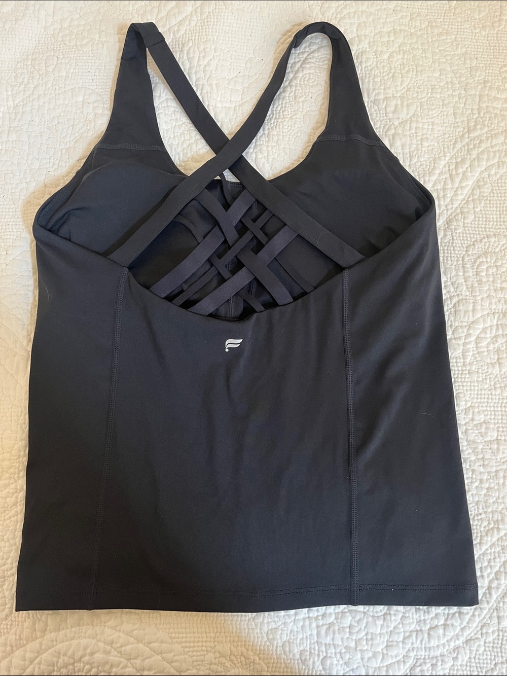 Fabletics Black Crossover Back Women's Tank Top M
